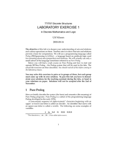 LABORATORY EXERCISE 1 TTIT07 Discrete Structures in Discrete Mathematics and Logic Ulf Nilsson