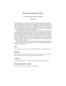 Recommended exercises in Discrete mathematics and Logic 2003-09-01
