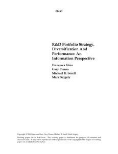 R&amp;D Portfolio Strategy, Diversification And Performance: An Information Perspective