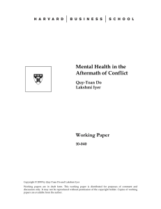 Mental Health in the Aftermath of Conflict Working Paper