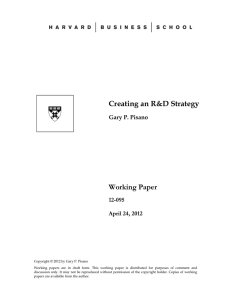 Creating an R&amp;D Strategy Working Paper 12-095