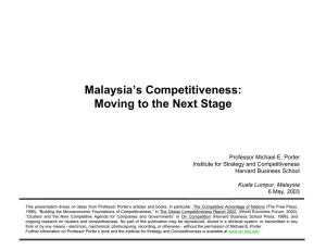 Malaysia’s Competitiveness: Moving to the Next Stage