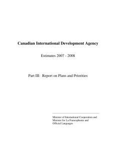 Canadian International Development Agency Estimates 2007 - 2008