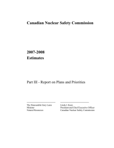 Canadian Nuclear Safety Commission 2007-2008 Estimates
