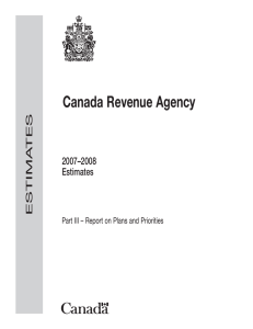 Canada Revenue Agency 2007–2008 Estimates TES