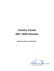Industry Canada 2007–2008 Estimates  Report on Plans and Priorities