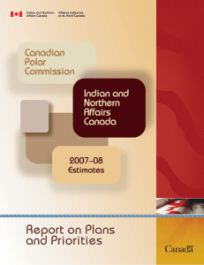 Report on Plans and Priorities Canadian Polar