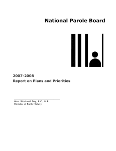 National Parole Board  2007-2008 Report on Plans and Priorities