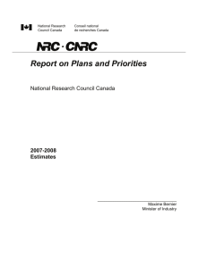 Report on Plans and Priorities  National Research Council Canada 2007-2008