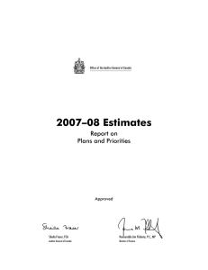 2007–08 Estimates Report on Plans and Priorities Approved