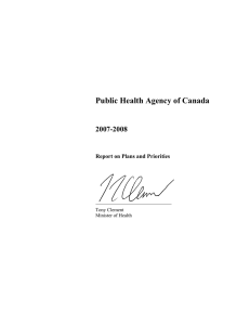 Public Health Agency of Canada 2007-2008 Report on Plans and Priorities