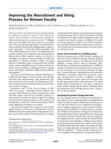 Improving the Recruitment and Hiring Process for Women Faculty EDUCATION Melinda J Morton,