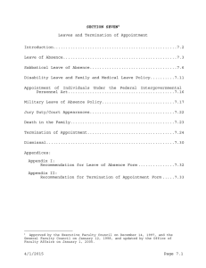 Leaves and Termination of Appointment Introduction...................................................7.2 SECTION SEVEN