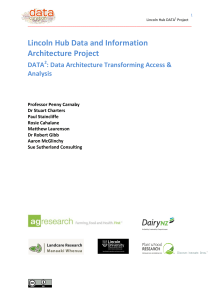 Lincoln Hub Data and Information Architecture Project DATA