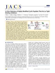 In Vitro Selection of Highly Modified Cyclic Peptides That Act... Binding Inhibitors Yollete V. Guillen Schlippe, Matthew C. T. Hartman, Kristopher Josephson,