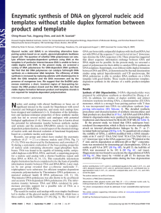 Enzymatic synthesis of DNA on glycerol nucleic acid product and template