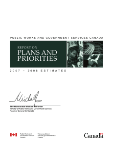 PLANS AND PRIORITIES  REPORT ON