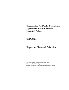 Commission for Public Complaints Against the Royal Canadian Mounted Police 2007–2008