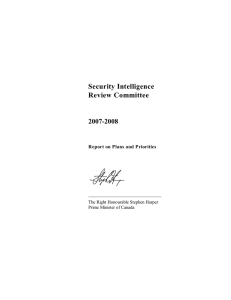 Security Intelligence Review Committee 2007-2008 Report on Plans and Priorities
