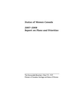 Status of Women Canada  2007–2008 Report on Plans and Priorities