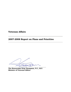 Veterans Affairs 2007-2008 Report on Plans and Priorities Minister of Veterans Affairs