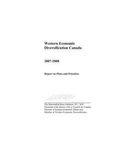 Western Economic Diversification Canada 2007-2008 Report on Plans and Priorities