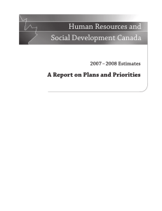 Human Resources and Social Development Canada A Report on Plans and Priorities
