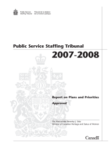 2007-2008 Public Service Staffing Tribunal Report on Plans and Priorities Approved