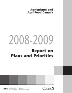 2008-2009 Report on Plans and Priorities Agriculture and