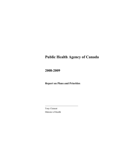 Public Health Agency of Canada 2008-2009 Report on Plans and Priorities