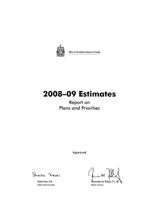 2008&ndash;09 Estimates Report on Plans and Priorities Approved