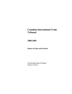 Canadian International Trade Tribunal 2008-2009 Report on Plans and Priorities