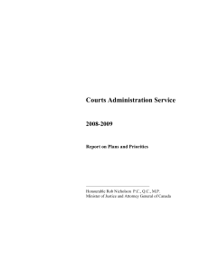 Courts Administration Service 2008-2009 Report on Plans and Priorities