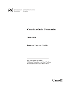 Canadian Grain Commission 2008-2009 Report on Plans and Priorities