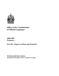 Office of the Commissioner of Official Languages 2008-2009 Estimates