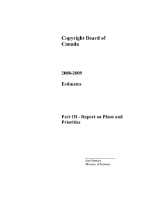 Copyright Board of Canada 2008-2009 Estimates
