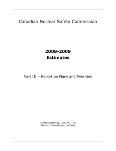Canadian Nuclear Safety Commission 2008-2009 Estimates