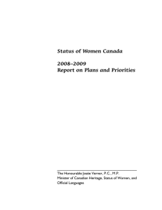 Status of Women Canada  2008–2009 Report on Plans and Priorities