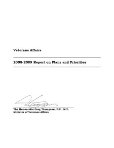 Veterans Affairs 2008-2009 Report on Plans and Priorities Minister of Veterans Affairs