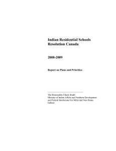 Indian Residential Schools Resolution Canada 2008-2009 Report on Plans and Priorities