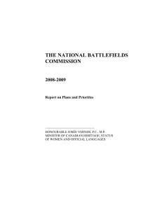 THE NATIONAL BATTLEFIELDS COMMISSION 2008-2009 Report on Plans and Priorities
