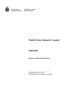 Public Sector Integrity Canada  2008-2009 Report on Plans and Priorities
