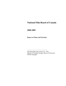 National Film Board of Canada 2008-2009 Report on Plans and Priorities
