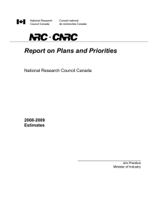 Report on Plans and Priorities  National Research Council Canada 2008-2009