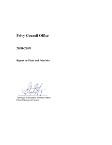 Privy Council Office 2008-2009 Report on Plans and Priorities
