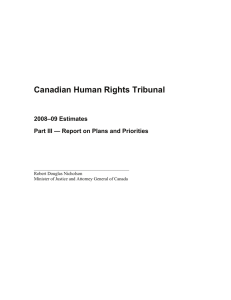 Canadian Human Rights Tribunal 2008–09 Estimates
