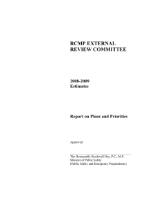 RCMP EXTERNAL REVIEW COMMITTEE 2008-2009 Estimates