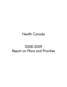 Health Canada 2008-2009 Report on Plans and Priorities