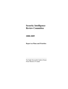 Security Intelligence Review Committee 2008-2009 Report on Plans and Priorities