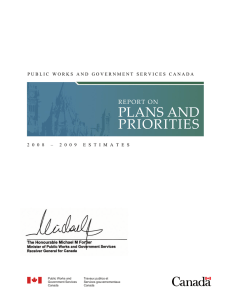 PLANS AND PRIORITIES REPORT ON